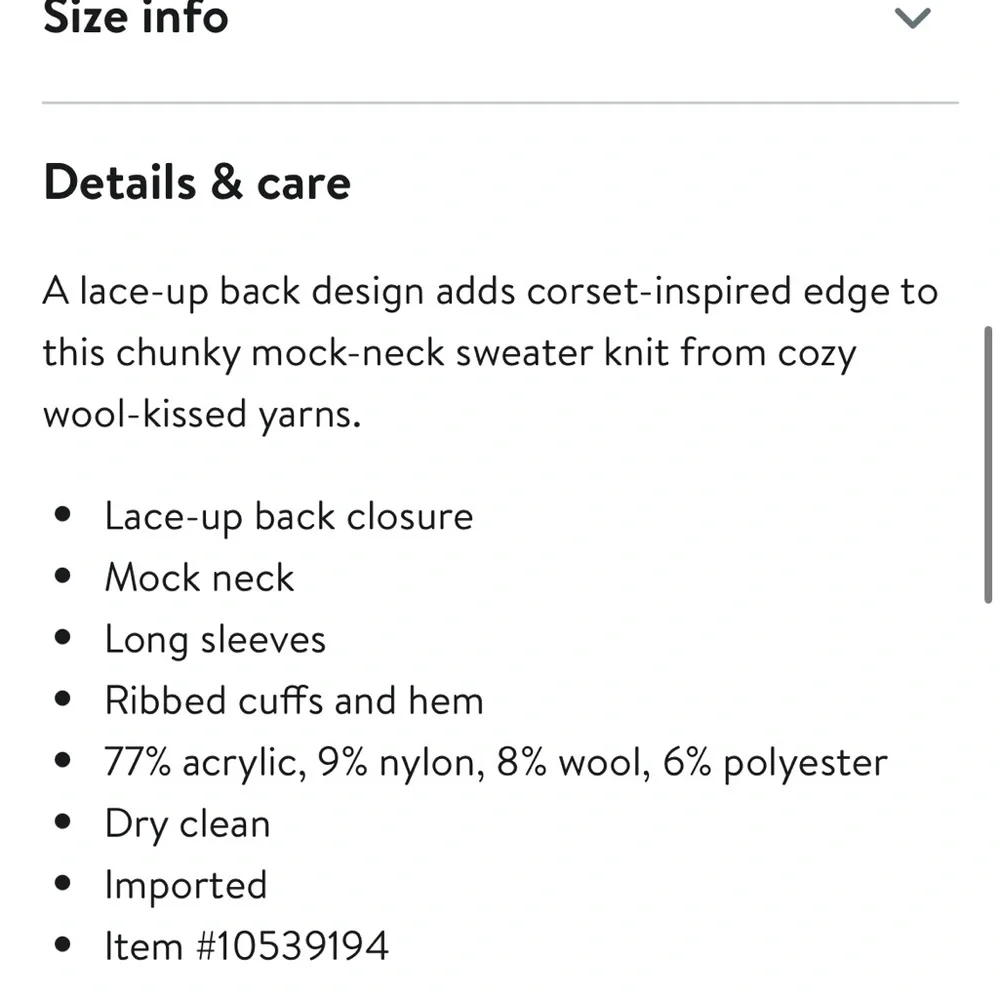 ASTR Wool blend  Lace-Up Back Sweater- - Picture 7 of 7